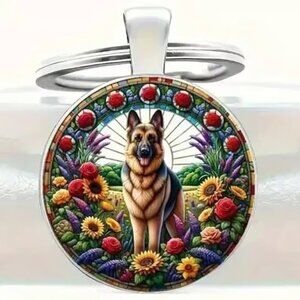 Stainless Steel GERMAN SHEPHERD Dog Keyring Keychain Accessory